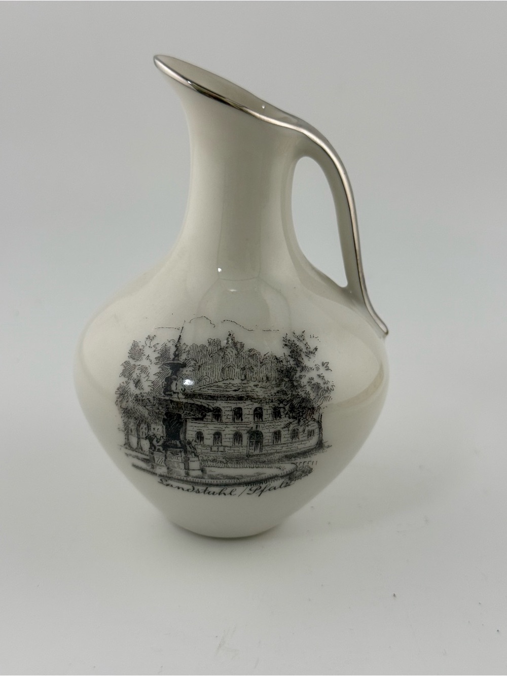 Vintage Landstuhl Pfalz Germany Porcelain Souvenir Pitcher Ewer